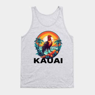 Kauai Hawaii - Rooster (with Black Lettering) Tank Top